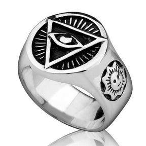 All Seeing Eye Pyramid 925 Sterling Silver Ring - Bricks Masons