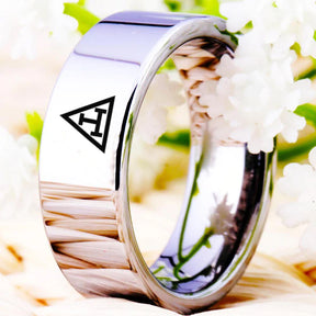 Royal Arch Chapter Ring - Silver Color Pipe Cut Tungsten - Bricks Masons