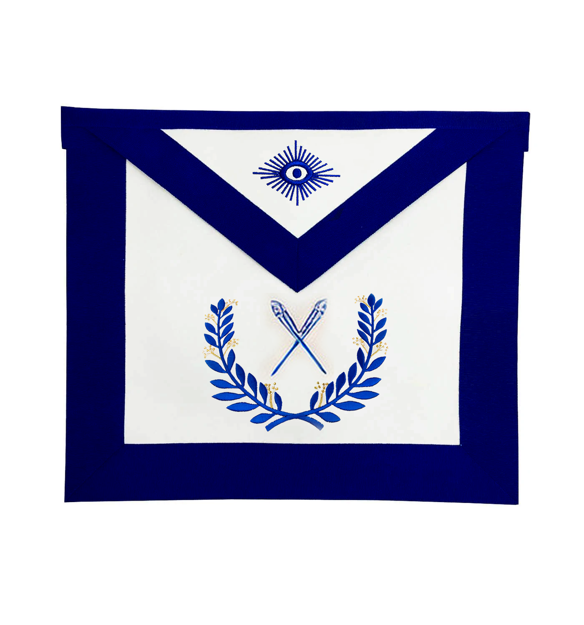 Secretary Blue Lodge Officer Apron - Royal Blue Wreath Embroidery - Bricks Masons