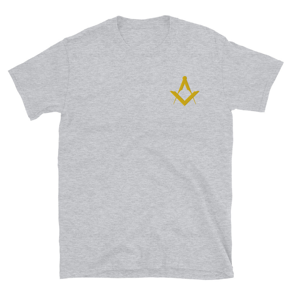 Master Mason Blue Lodge T-Shirt - Various Colors Golden Embroidery - Bricks Masons